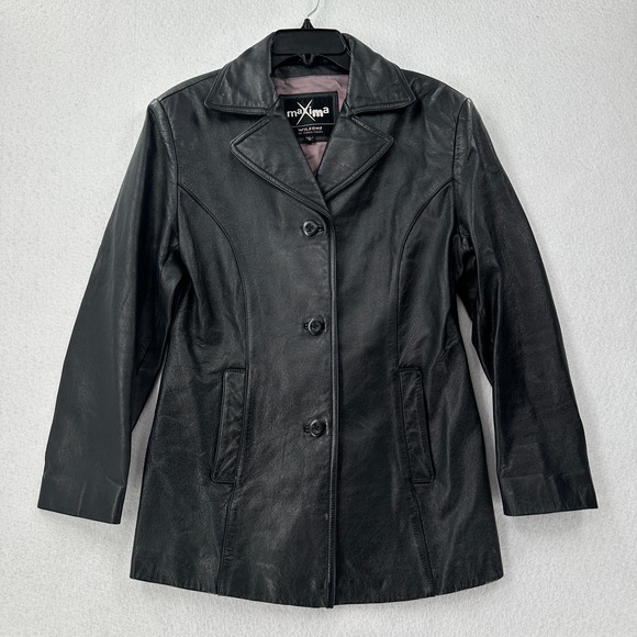 Wilsons Leather Maxima Black Leather Jacket Blazer Fitted Womens Size M - Picture 1 of 11